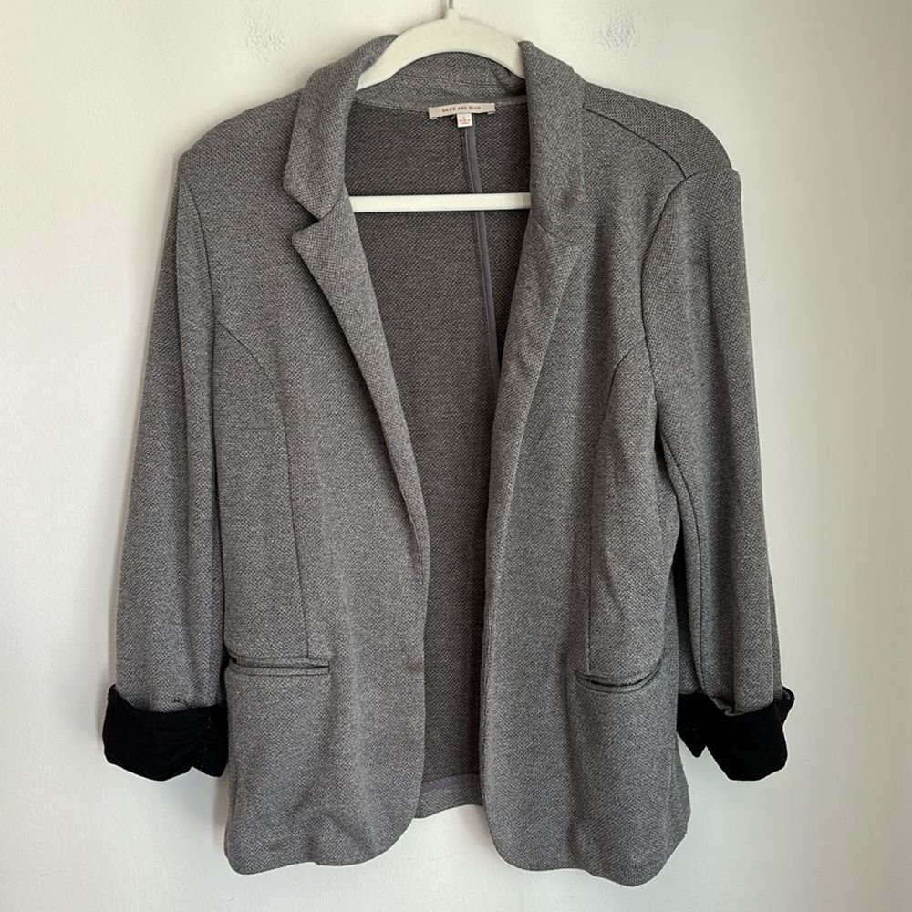 Skies are Blue Women sweatshirt 3/4 sleeve blazer suit jacket office work large